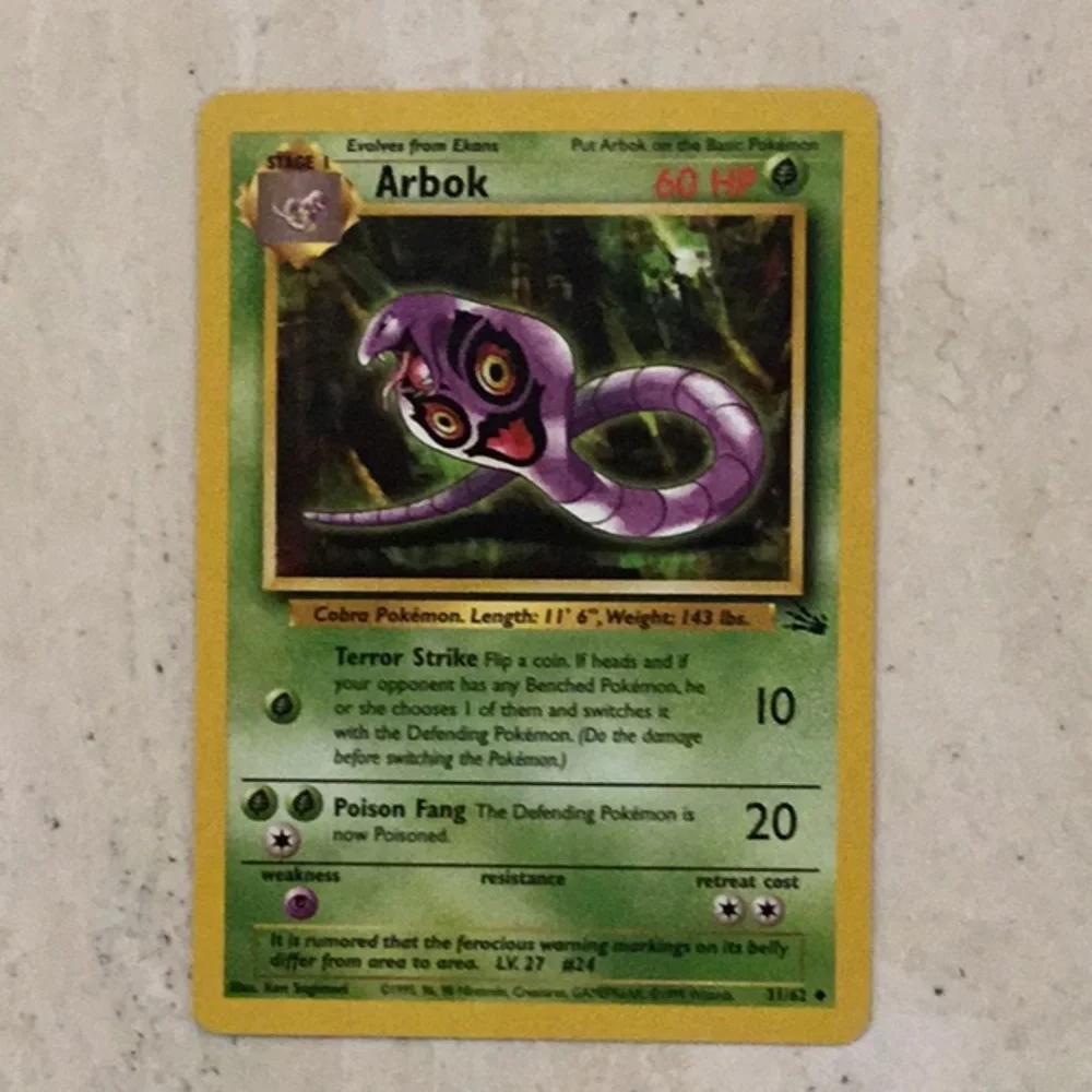 1999 Pokemon Cards Fossil Base Set Gastly Ekans Arbok Tentacruel Lot 8 Card